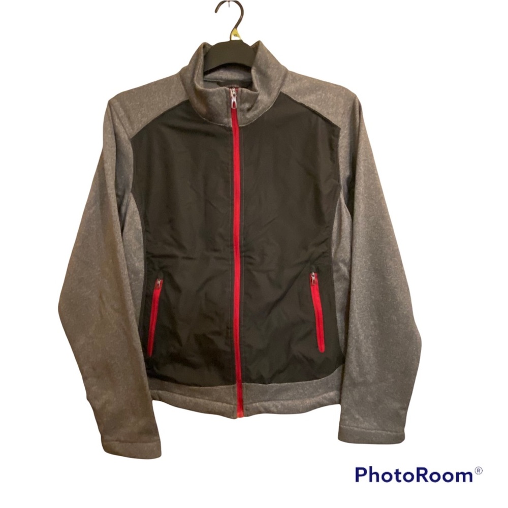 North End Ladies Performance Fleece jacket XL black & gray with red trim.